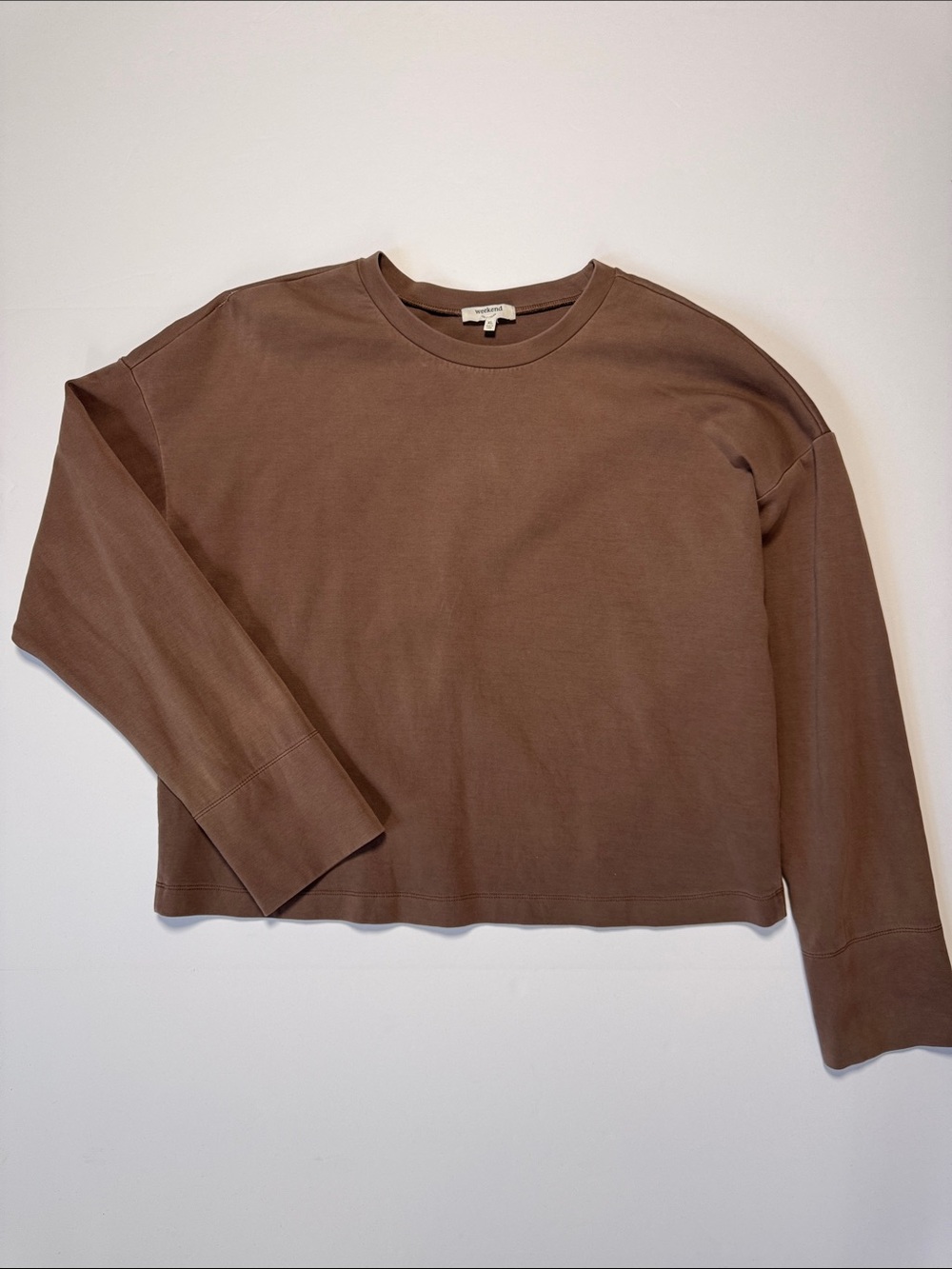 WEEKEND LOS ANGELES Genevieve Cotton Blend Crewneck Sweatshirt Coco Brown XL
